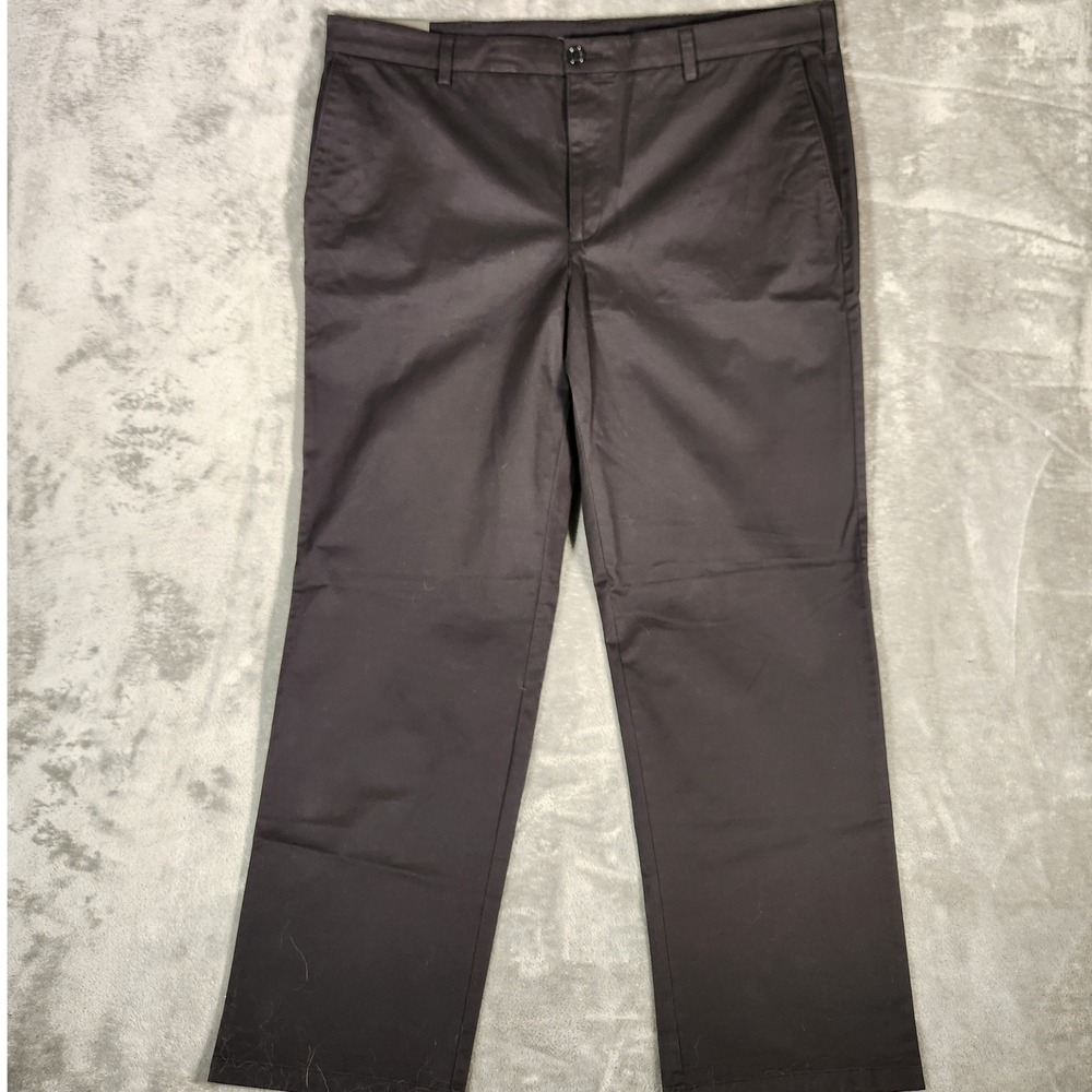 SAVANE Mens Jet Black Everyday Chino Pants 40X32 Straight Leg Comfort Stretch